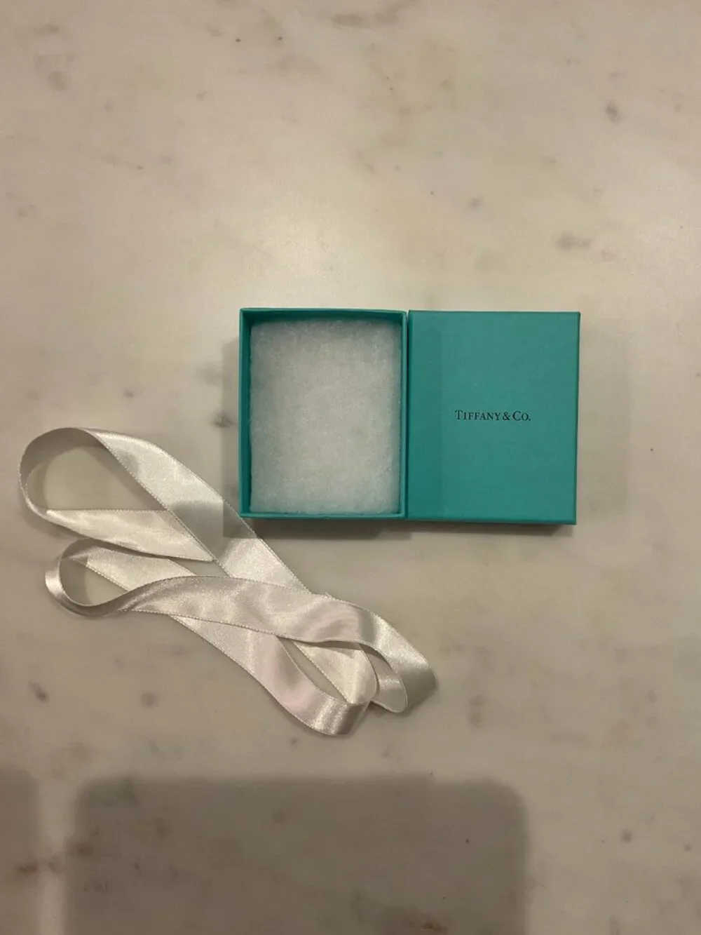 Authentic Tiffany & Co. Empty Blue Gift Box with Cotton Insert & Ribbon